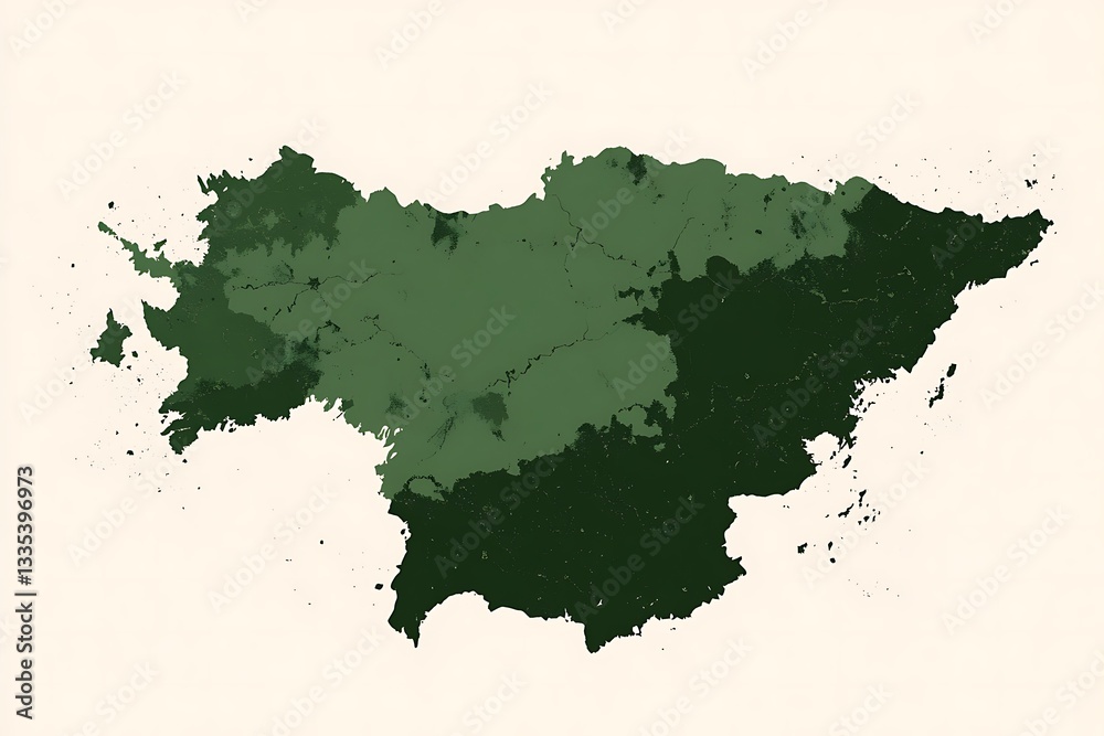 Fototapete a high-quality minimalist map of north korea featuring a clean green silhouette set against an off-w