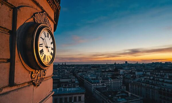 Parisian Sunrise Seen Through a Clock Tower