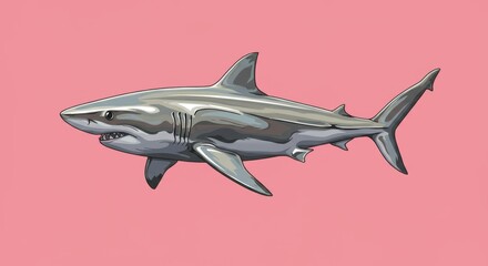 Fototapeta premium Minimalist Pink Shark Vector Illustration
