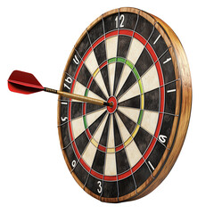Dartboard with dart in bullseye target achievement isolated on transparent  background png