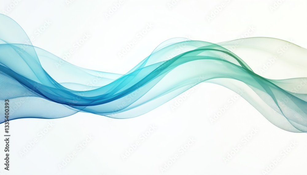 Poster abstract flowing light effect with curved lines. blue, green colors isolated on white background. de
