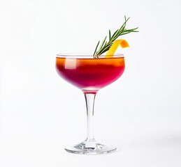 Elegant Ruby Cocktail on White Background