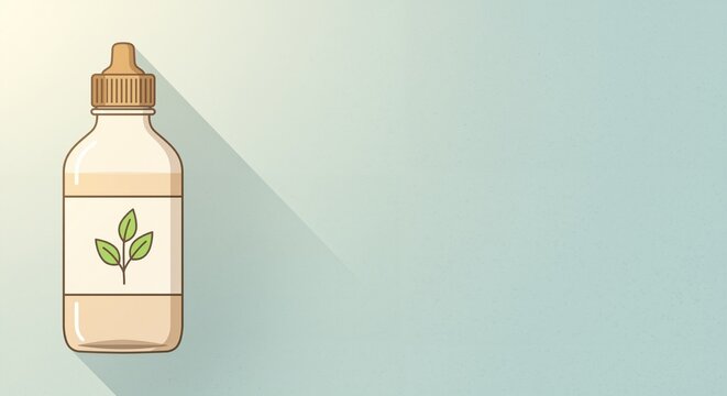 Bottle with a plant illustration in a minimalist style creating a fresh and modern vibe representing growth and nurturing against a subtle light-colored background