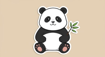 Obraz premium Adorable Blank Panda Sticker Illustration