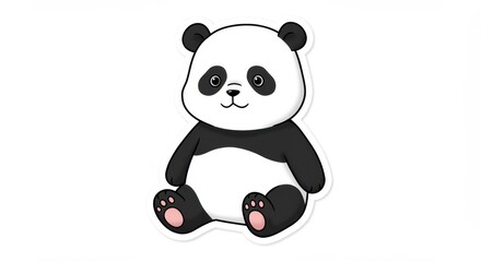 Naklejka premium Adorable Blank Panda Sticker Illustration