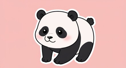 Fototapeta premium Adorable Blank Panda Sticker Illustration