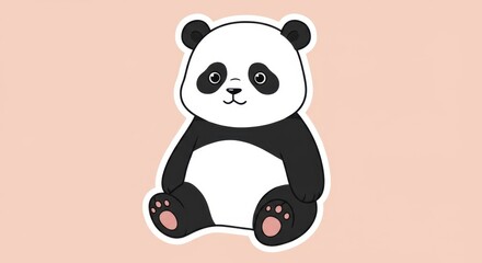 Adorable Blank Panda Sticker Illustration