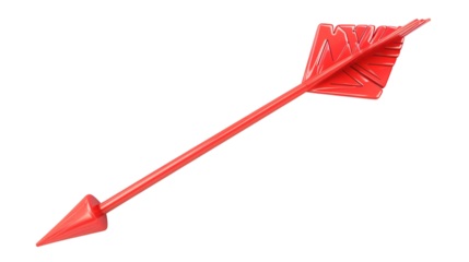 Red arrow 3D render icon isolated on white background