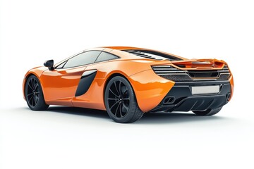 Naklejka premium A bright orange sports car on a white background