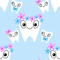 Obraz premium Medicine seamless teeth pattern for wrapping paper and fabrics and linens