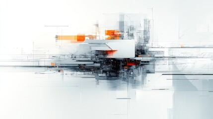Abstract Tech Design, Futuristic Cityscape