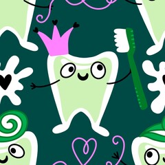 Medicine seamless teeth pattern for wrapping paper and fabrics and linens