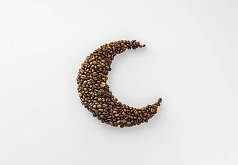 Coffee Beans Crescent Moon on White Background (1)
