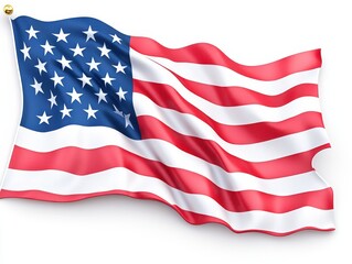 Obraz premium Waving American flag against a clear blue sky, symbolizing patriotism and freedom