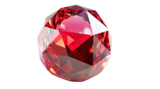 Red crystal ball glass sphere 3D icon isolated on white background
