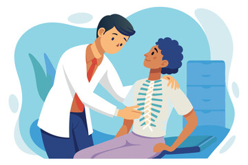 Vector illustration of a healthcare professional performing an examination on a patient in a clinical setting