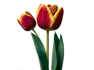 Captivating close-up of two vibrant tulips showcasing their elegance and natural beauty
