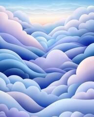 Obraz premium oxygen overcast billow. Dreamy Cloudscape: Pastel Blue and Purple Clouds at Sunset