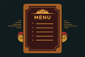 Elegant menu design featuring a vintage-inspired illustration with utensils for a dining experience