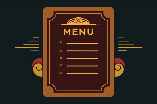 Elegant menu design featuring a vintage-inspired illustration with utensils for a dining experience