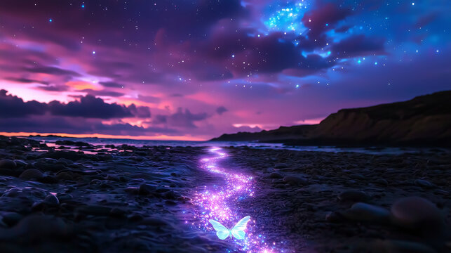 Unicorn Pathway Leading to a Magical Horizon with Rainbow Pastels