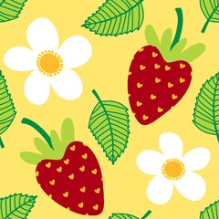 Summer fruits seamless strawberries pattern for wrapping paper and fabrics and kids clothes print and fashion textiles