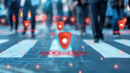 Explore how advanced AI tech tracks business people in bustling city streets through facial recognition and big data.