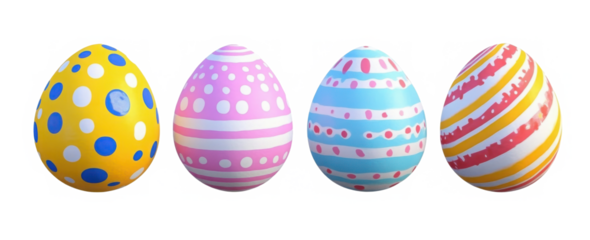 Easter eggs painted in different colors 
