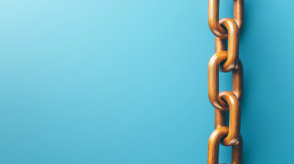Obraz premium Rusty chain links against a blue background.