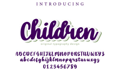 Children Font Stylish brush painted an uppercase vector letters, alphabet, typeface