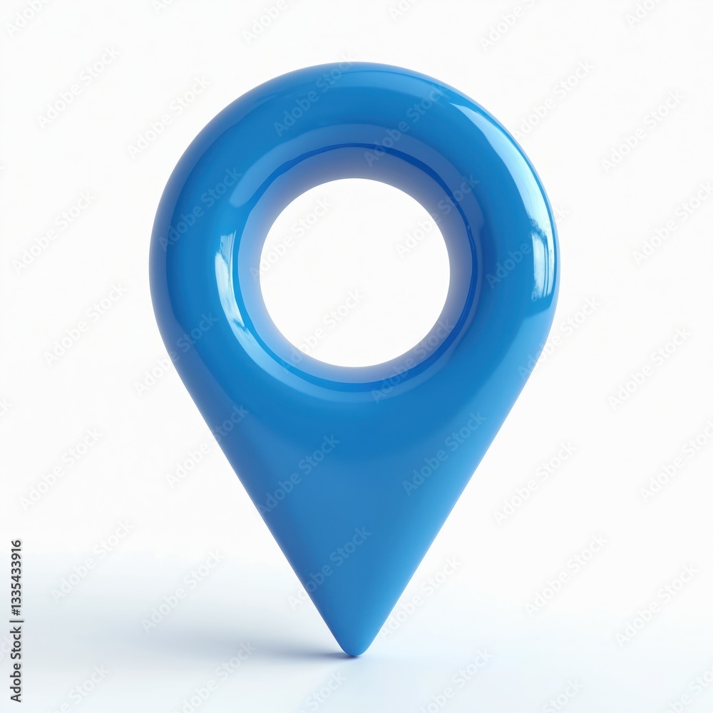 Aufkleber 3D render of blue location icon isolated on white background. Navigation concept with map pointer marking position for business, direction, search and global positioning system apps.