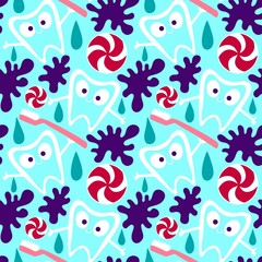 Medicine seamless teeth pattern for wrapping paper and fabrics and linens