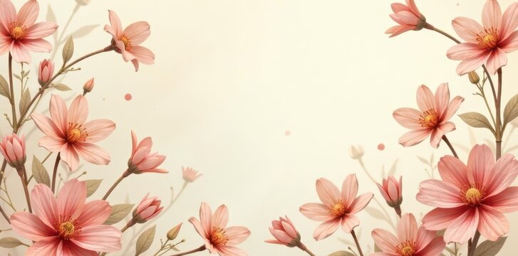 Subtle sepia toned floral pattern, delicate blooms , rustic, art