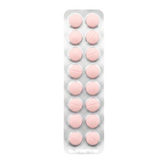 Pills, tablets in a blister pack isolated on transparent background, top view, healthcare and medicine concept. PNG 
