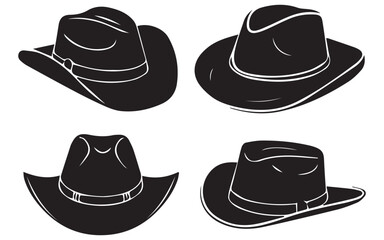 Set of Cowboy Hat Silhouettes