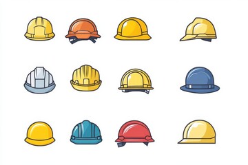 Variety of Construction Hard Hats