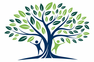 Abstract tree logo stylized human figures green