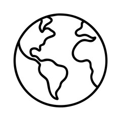 Obraz premium Outline of Earth Icon Simple Black and White Design 