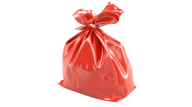 Red gift bag 3D render icon isolated on white background