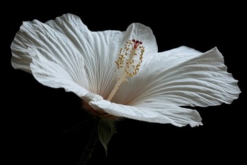 A single beautiful white flower blooms gracefully against a dark background