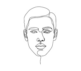 male human face vector monoline one line line art portrait
