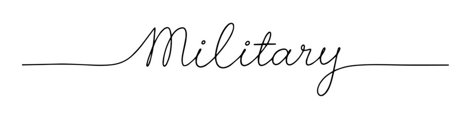 military hand lettering monoline vector, one line typography line art