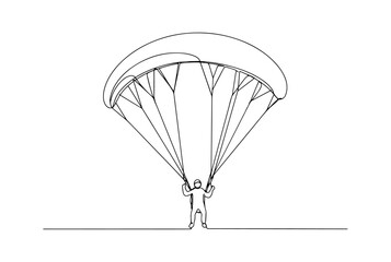 skydiver monoline vector, one line parachute jump line art