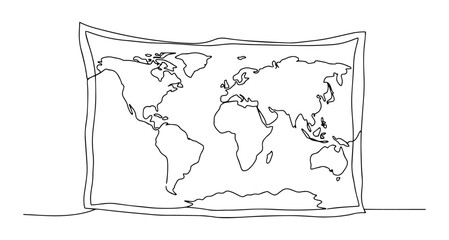 world map vector line art monoline one line illustration outline drawing © Wieslaw