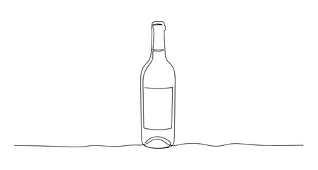 wine bottle vector line art monoline one line illustration outline drawing
