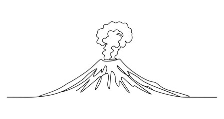 active volcano vector line art monoline one line illustration outline drawing © Wieslaw