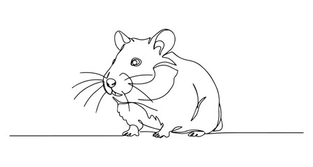 hamster vector line art monoline one line illustration outline drawing