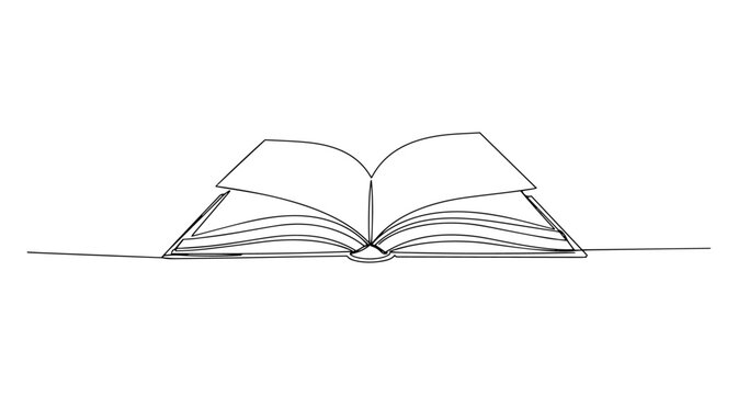 open book vector line art monoline one line illustration outline drawing