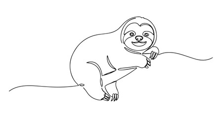 sloth vector line art monoline one line illustration outline drawing © Wieslaw