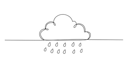 rain falling from cloud vector monoline one line line art weather